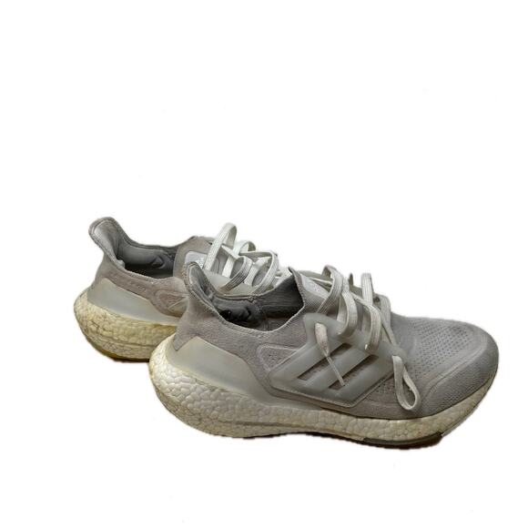 adidas Ultra Boost 21 Triple White Sneakers Mens 8.5 - Picture 3 of 7